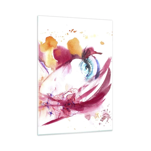 Glasbild - Bild auf glas - Abstrakter Look mit bunten Details und Figuren - 50x70cm - Die Welt gedeiht in der Nähe - Moderne Wanddekoration für Wohnzimmer und Schlafzimmer ARTTOR