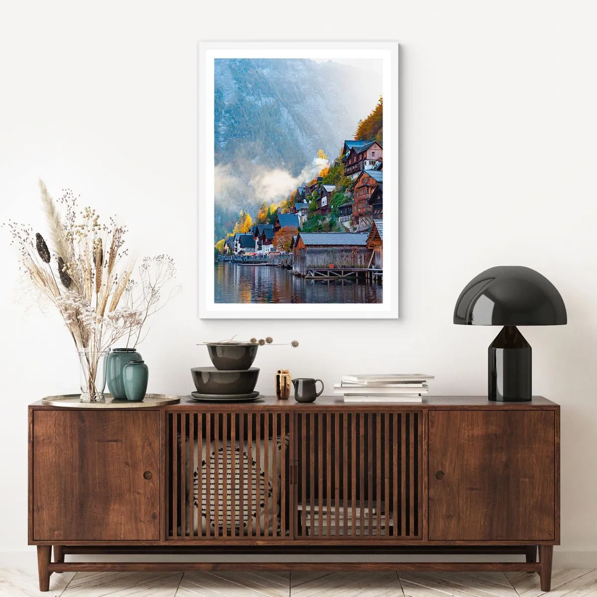 Poster in einem weißen Rahmen - Alpenatmosphäre - 50x70 cm