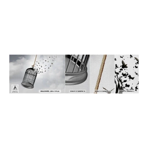 Fototapeten Muster Premium Canvas - Glaube ... Hoffnung ... Freiheit! - Abstraktion, Vögel, Stück - 100x30 cm