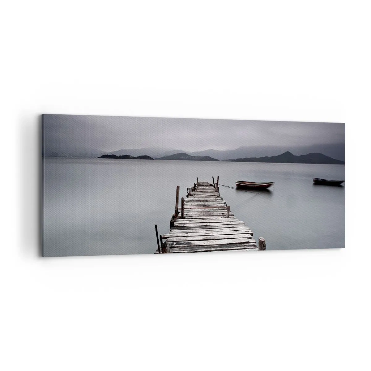 Bild auf Leinwand - Leinwandbild - Eine Holzbrücke, die zur ruhigen Oberfläche des Sees führt - 120x50cm - Du kannst morgen gehen - Moderne Wanddekoration für Wohnzimmer und Schlafzimmer ARTTOR