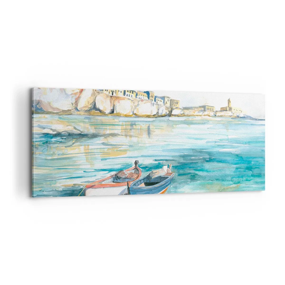 Bild auf Leinwand - Leinwandbild - Landschaft in Azurblau - 100x40 cm