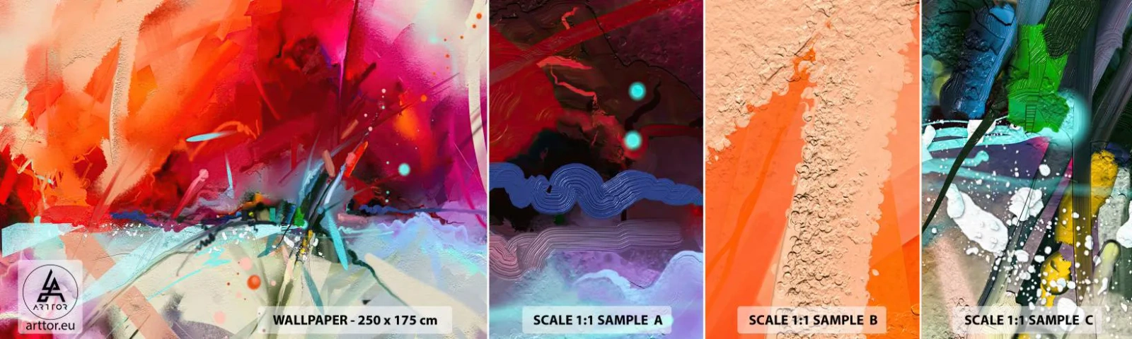 Fototapeten Muster Selbstklebend Deluxe Sticker - Eine Explosion von Lichtern und Farben - Abstraktion, Stück, Acryl - 100x30 cm