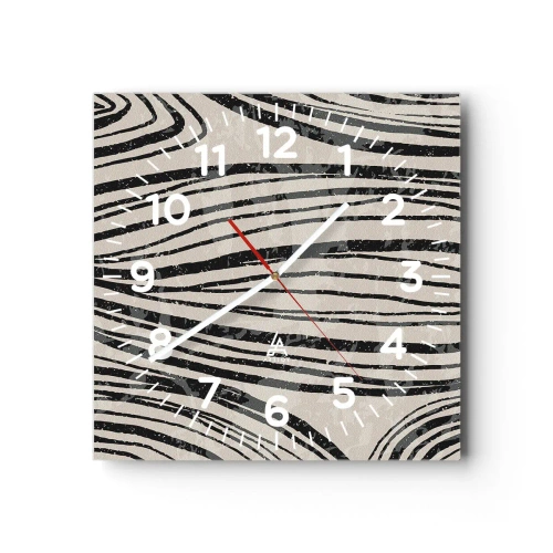 Wanduhr - Glasuhr - Linienpool - 40x40 cm