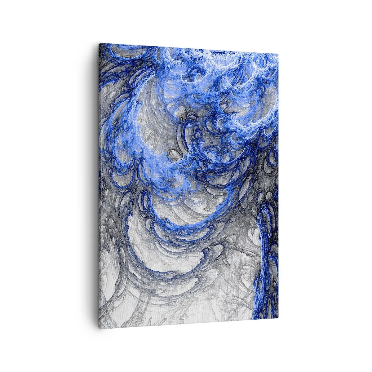 Bild auf Leinwand - Leinwandbild - Abstrakte Wellen in Blau- und Grautönen - 50x70cm - Die Geburt einer Welle - Moderne Wanddekoration für Wohnzimmer und Schlafzimmer ARTTOR
