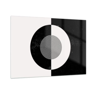 Glasbild - Bild auf glas - Geometrisches Muster aus schwarz-weißer Symmetrie - 100x70cm - Harmonie in Schwarz und Weiß - Moderne Wanddekoration für Wohnzimmer und Schlafzimmer ARTTOR