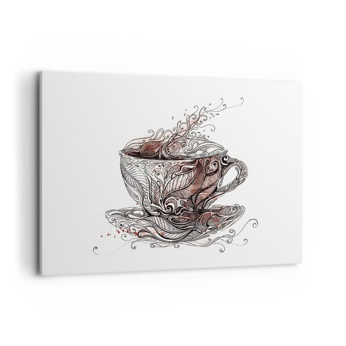 Bild auf Leinwand - Leinwandbild - Dekorative Kaffeetasse mit kunstvollem Muster - 100x70cm - Tee für alles - Moderne Wanddekoration für Wohnzimmer und Schlafzimmer ARTTOR