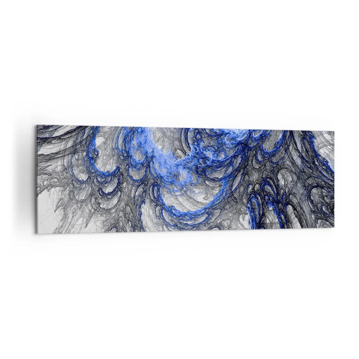Bild auf Leinwand - Leinwandbild - Abstrakte Wellen in Blau- und Grautönen - 160x50cm - Die Geburt einer Welle - Moderne Wanddekoration für Wohnzimmer und Schlafzimmer ARTTOR