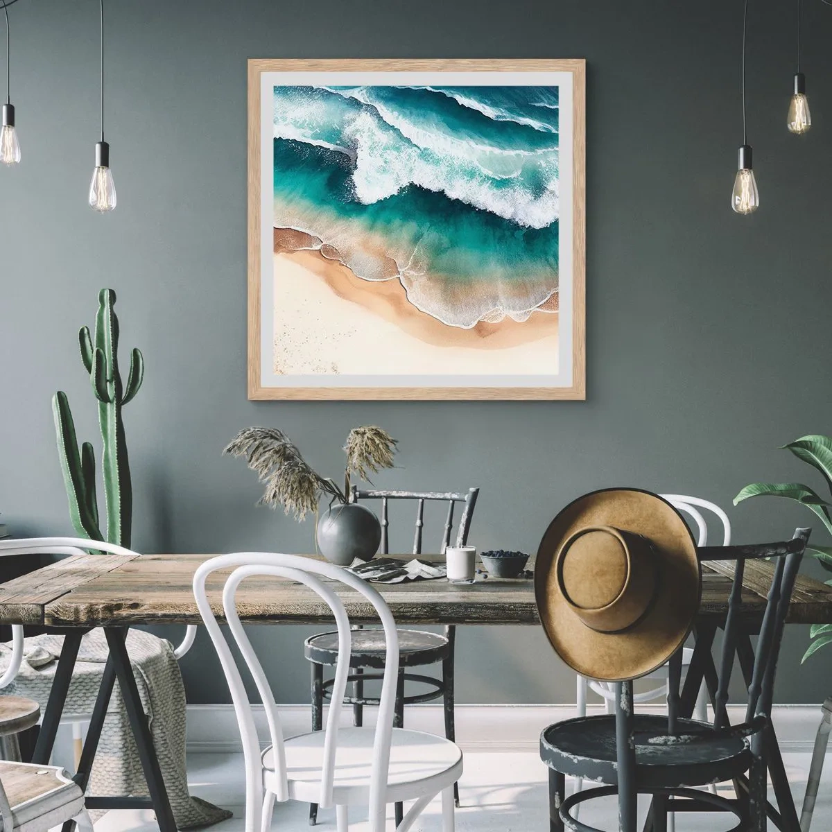 Poster in einem Rahmen aus heller Eiche - Das ewige Treffen - 50x50 cm