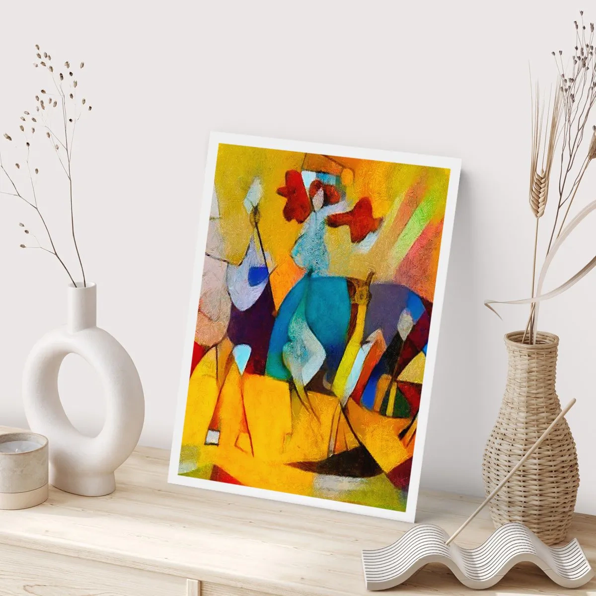Poster - Bunte Figuren im abstrakten Stil - 50x70cm - Sonne - Leben - Freude - Moderne Wanddekoration für Wohnzimmer und Schlafzimmer ARTTOR