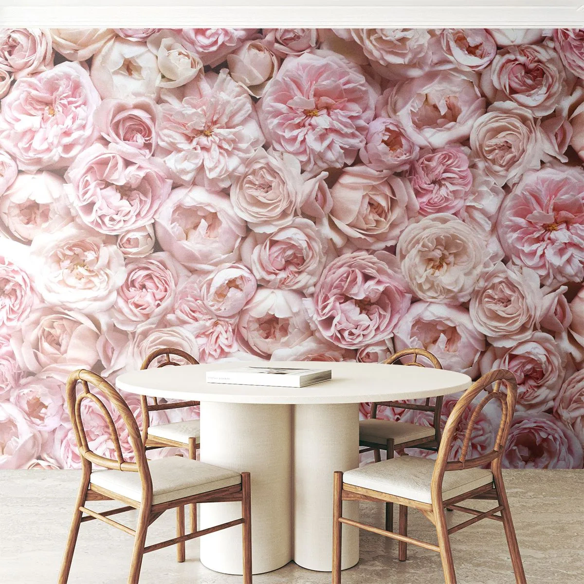 Selbstklebende Fototapete Deluxe Sticker - Auf Rosen gebettet - Blumen, Pastell, Rosen - 400x280 cm