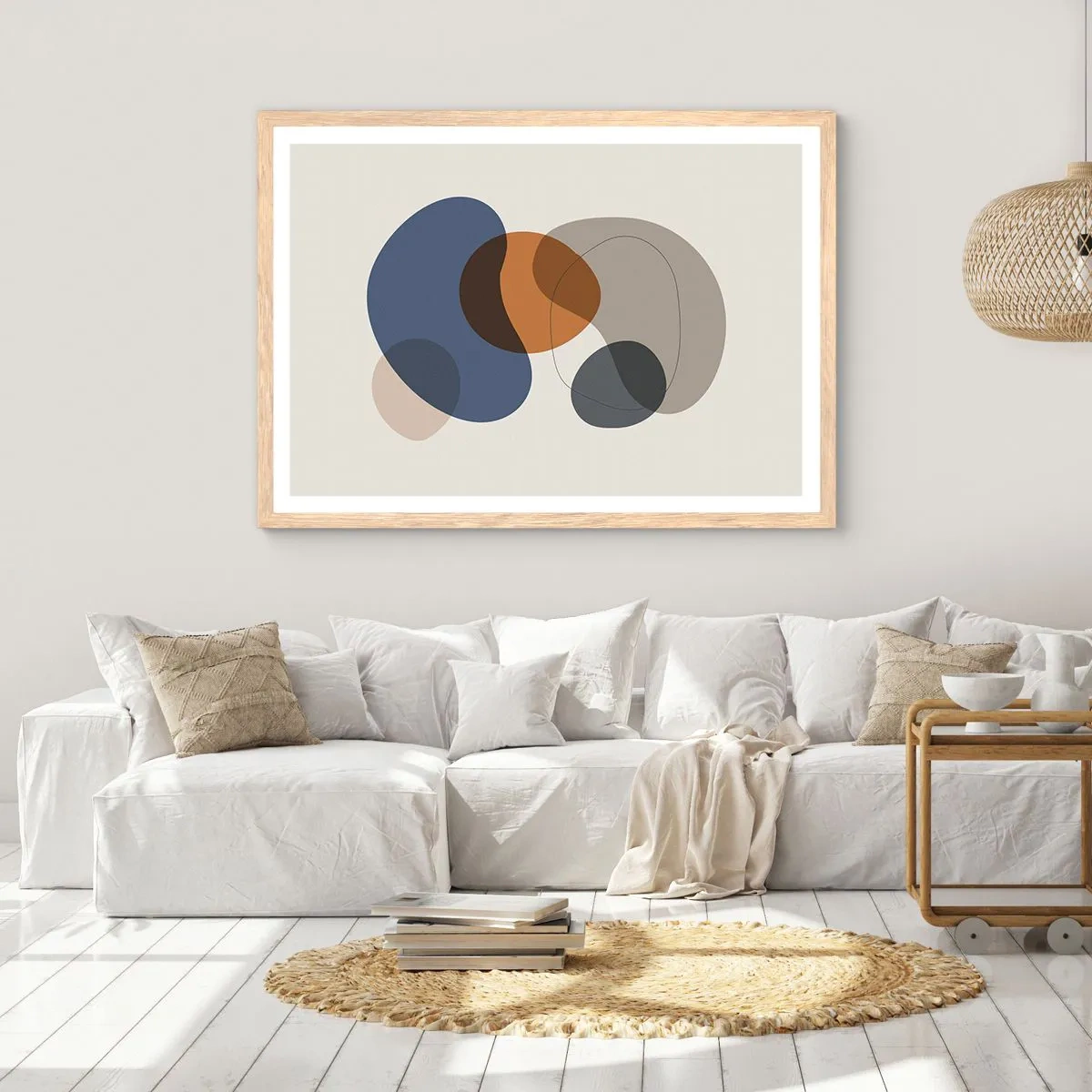 Poster in einem Rahmen aus heller Eiche - Farbtropfen - 70x50 cm