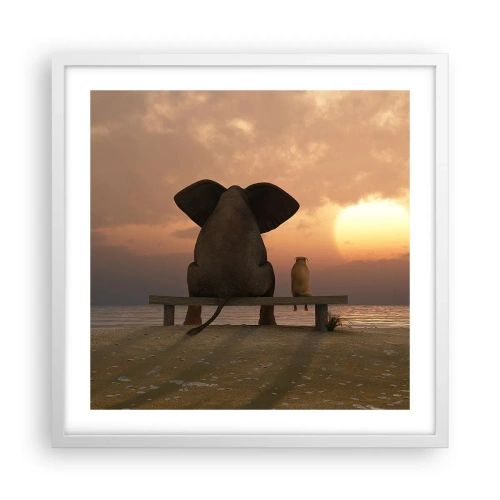 Poster in einem weißen Rahmen - Es tut gut zusammen zu schweigen - 50x50 cm