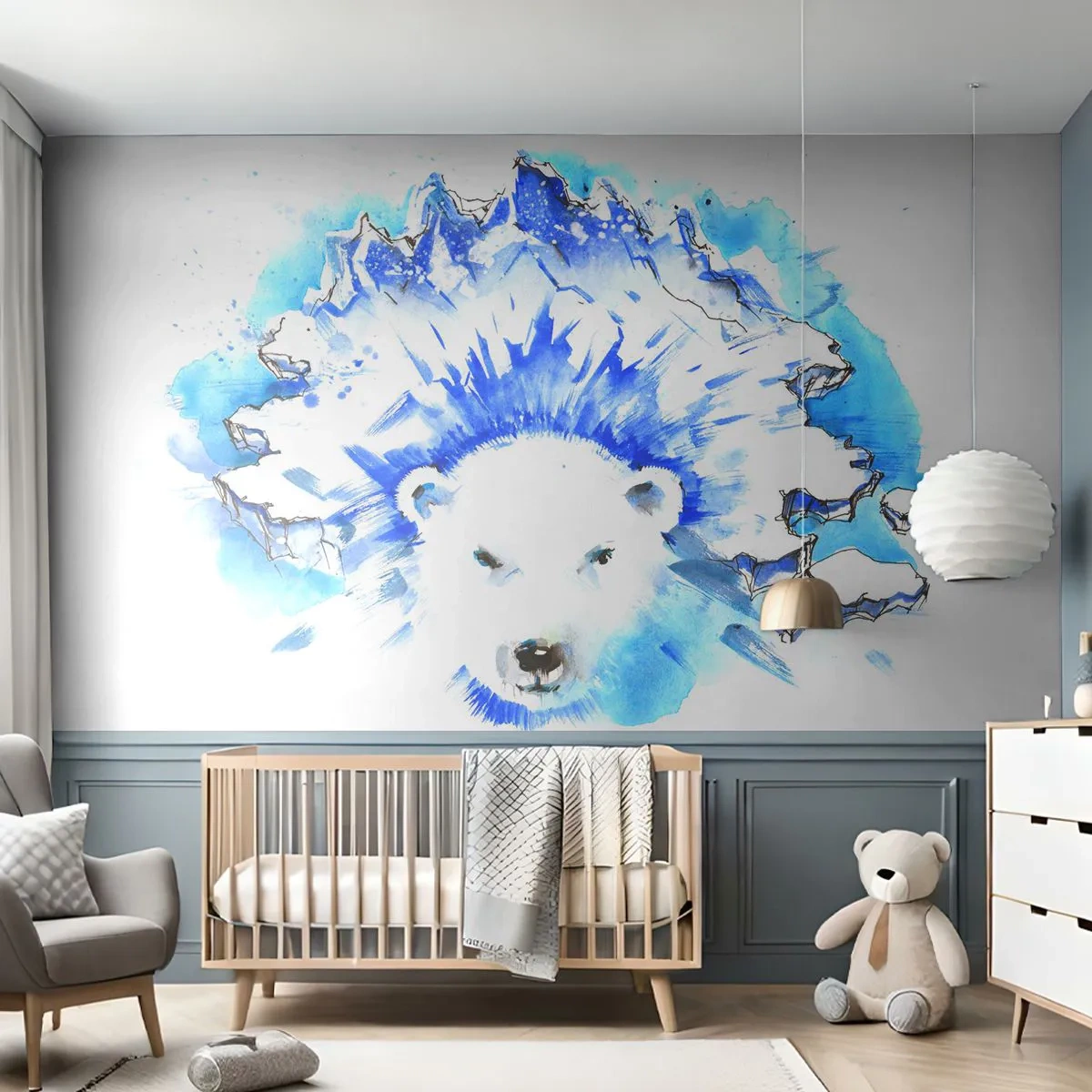 Selbstklebende Fototapete Deluxe Sticker - Der König der Arktis in einer Eiskrone - Abstraktion, Eisbär, Antarktis - 250x175 cm