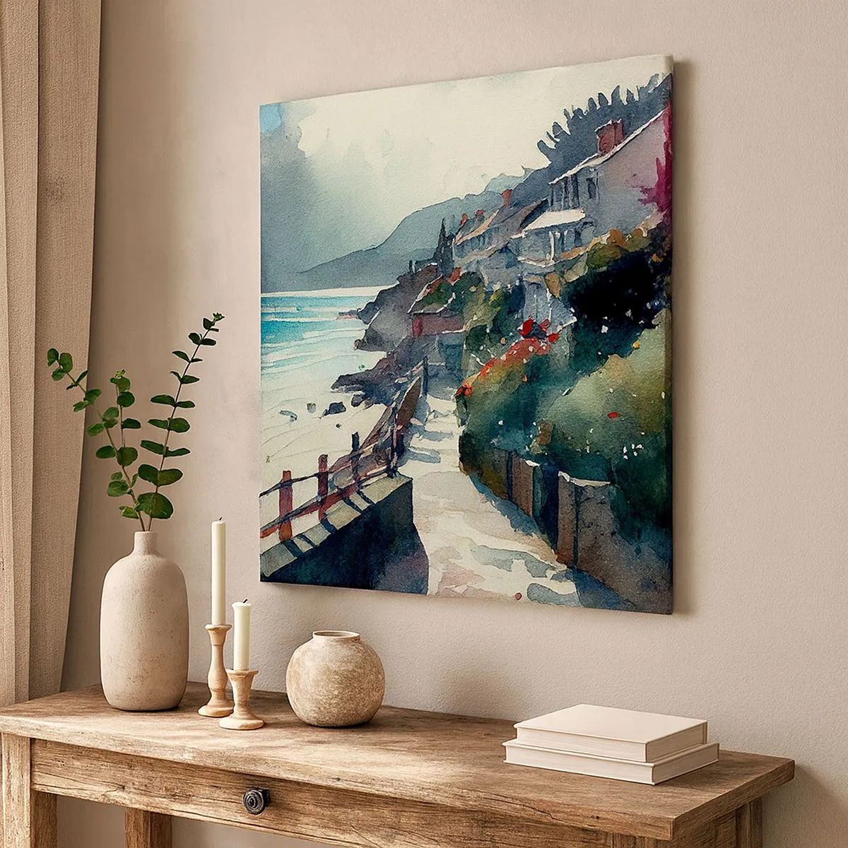 Bild auf Leinwand - Leinwandbild - Mittelmeerstadt - 30x30 cm