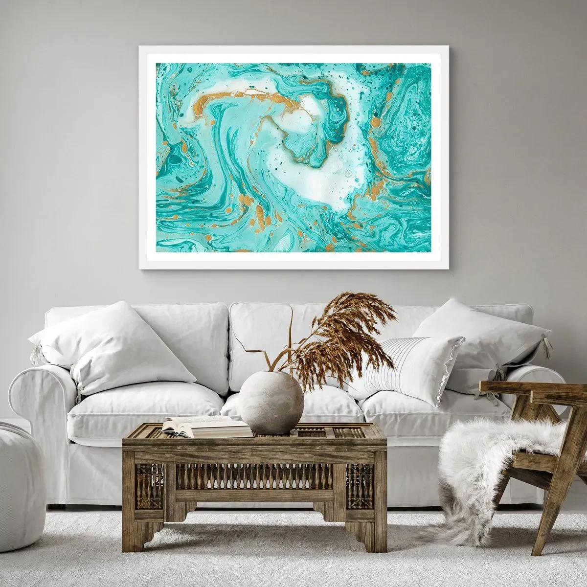 Poster in einem weißen Rahmen - Unter der großen Welle der Edo-Ära - 40x30 cm