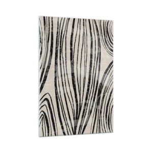 Glasbild - Bild auf glas - Abstrakte Wellen in Schwarz-Weiß-Tönen - 70x100cm - Linienpool - Moderne Wanddekoration für Wohnzimmer und Schlafzimmer ARTTOR