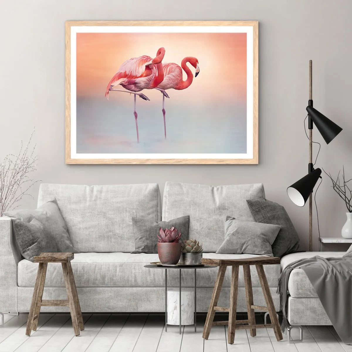 Poster in einem Rahmen aus heller Eiche - Die Farbe der untergehenden Sonne - 100x70 cm