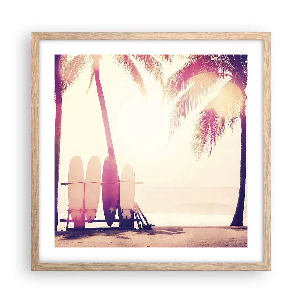 Poster in einem Rahmen aus heller Eiche - Es wird ein toller Tag - 50x50 cm