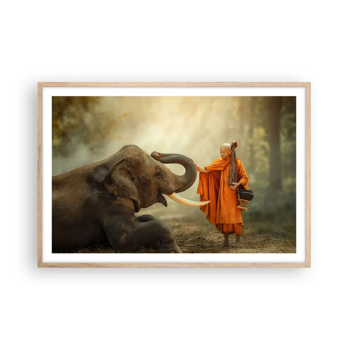 Poster in einem Rahmen aus heller Eiche - Treffen unterwegs - 91x61 cm