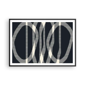 Poster in einem schwarzem Rahmen - Geometrische Linien in hellen Farbtönen auf dunklem Hintergrund - 100x70cm - Ein Versuch, die Dunkelheit zu durchbrechen - Moderne Wanddekoration für Wohnzimmer und Schlafzimmer ARTTOR
