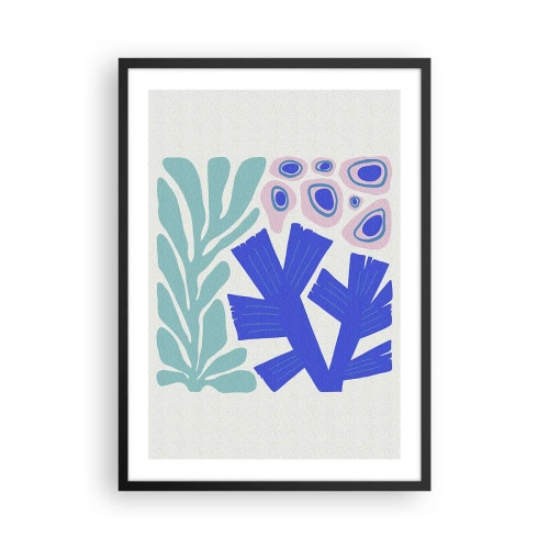 Poster in einem schwarzem Rahmen - Stilisierte Grafiken von Unterwasserpflanzen und Korallen - 50x70cm - Unterwassergarten - Moderne Wanddekoration für Wohnzimmer und Schlafzimmer ARTTOR