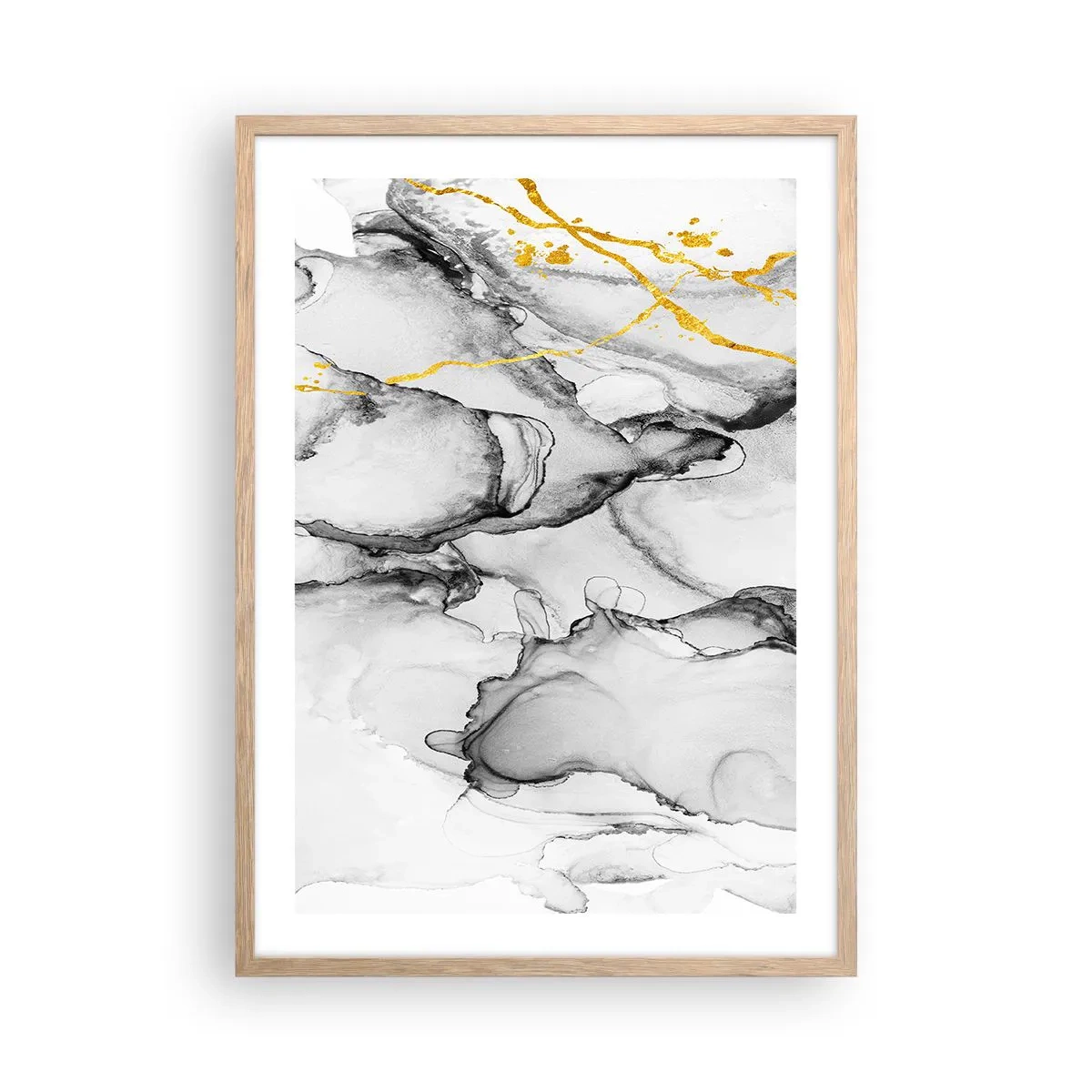 Poster in einem Rahmen aus heller Eiche - Komposition mit Goldmotiv - 50x70 cm