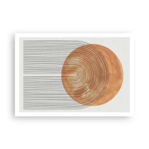 Poster - Geometrische Komposition mit Kreisen und Linien in warmen Farben. - 100x70cm - SonnenKomposition - Moderne Wanddekoration für Wohnzimmer und Schlafzimmer ARTTOR