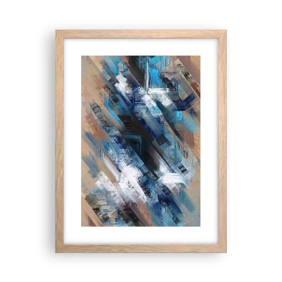 Poster in einem Rahmen aus heller Eiche - Auf einer blauen Diagonale - 30x40 cm
