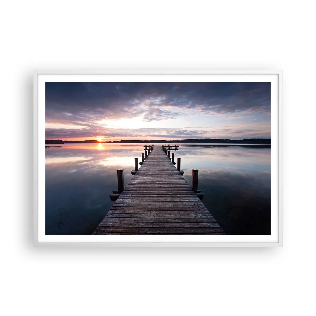 Poster in einem weißen Rahmen - Eine stille Grenze zwischen Tag und Nacht - 100x70 cm