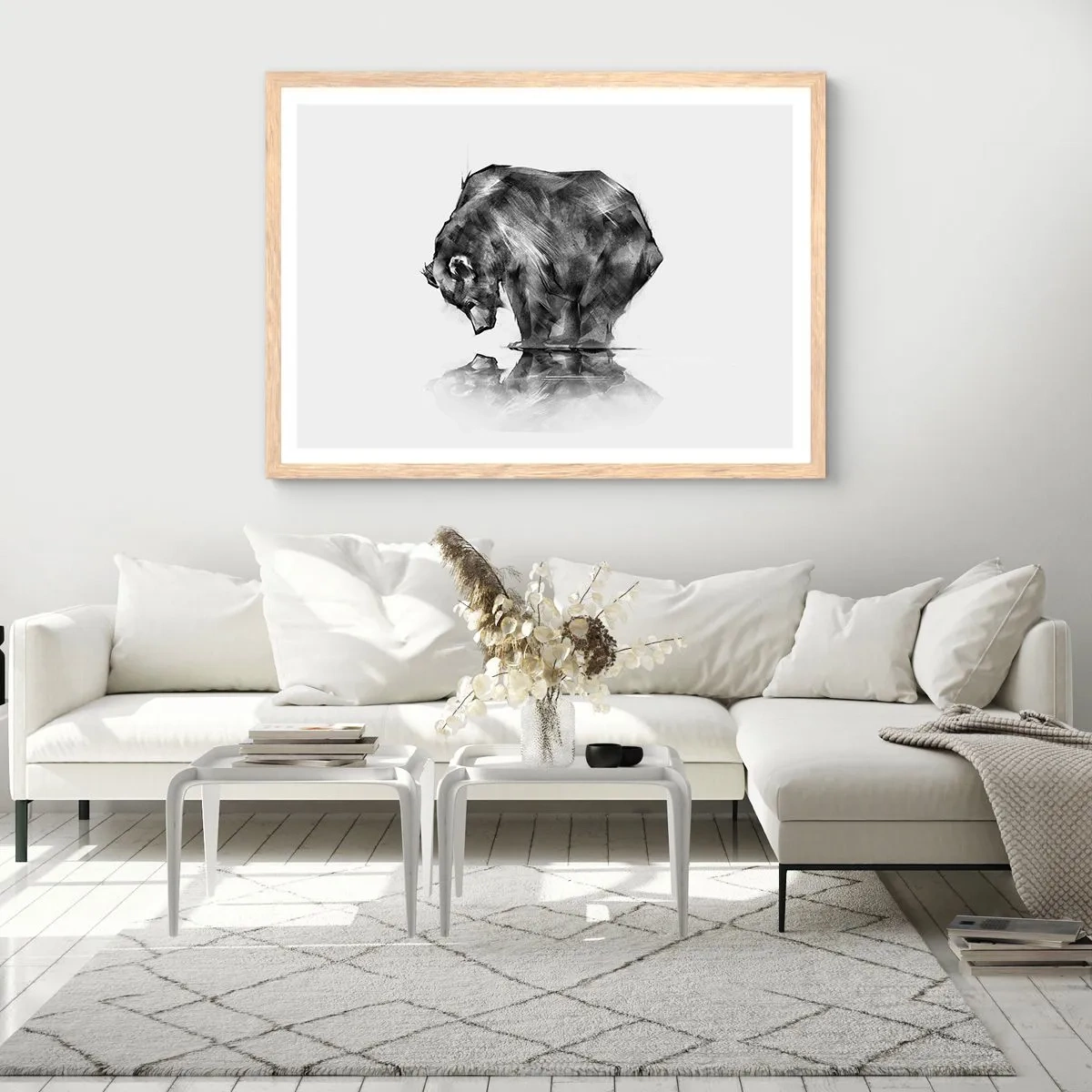 Poster in einem Rahmen aus heller Eiche - Schön, jemanden in der Nähe zu sehen - 100x70 cm