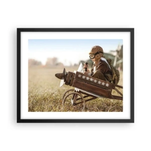 Poster in einem schwarzem Rahmen - Start in Richtung eines Traums - 50x40 cm