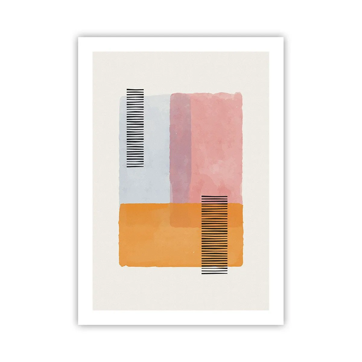 Poster - Geometrische Formen in Pastellfarben mit Linienakzenten - 50x70cm - Von Ecke zu Ecke - Moderne Wanddekoration für Wohnzimmer und Schlafzimmer ARTTOR