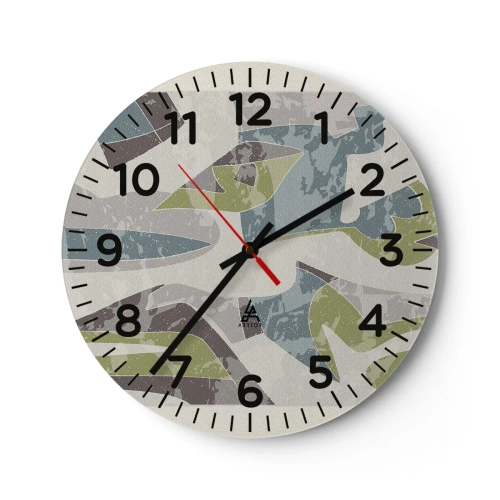 Wanduhr - Glasuhr - Komposition hinter dem Glas - 40x40 cm