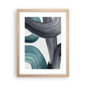 Poster in einem Rahmen aus heller Eiche - Smaragdgrüne und schwarze Pfade - 30x40 cm