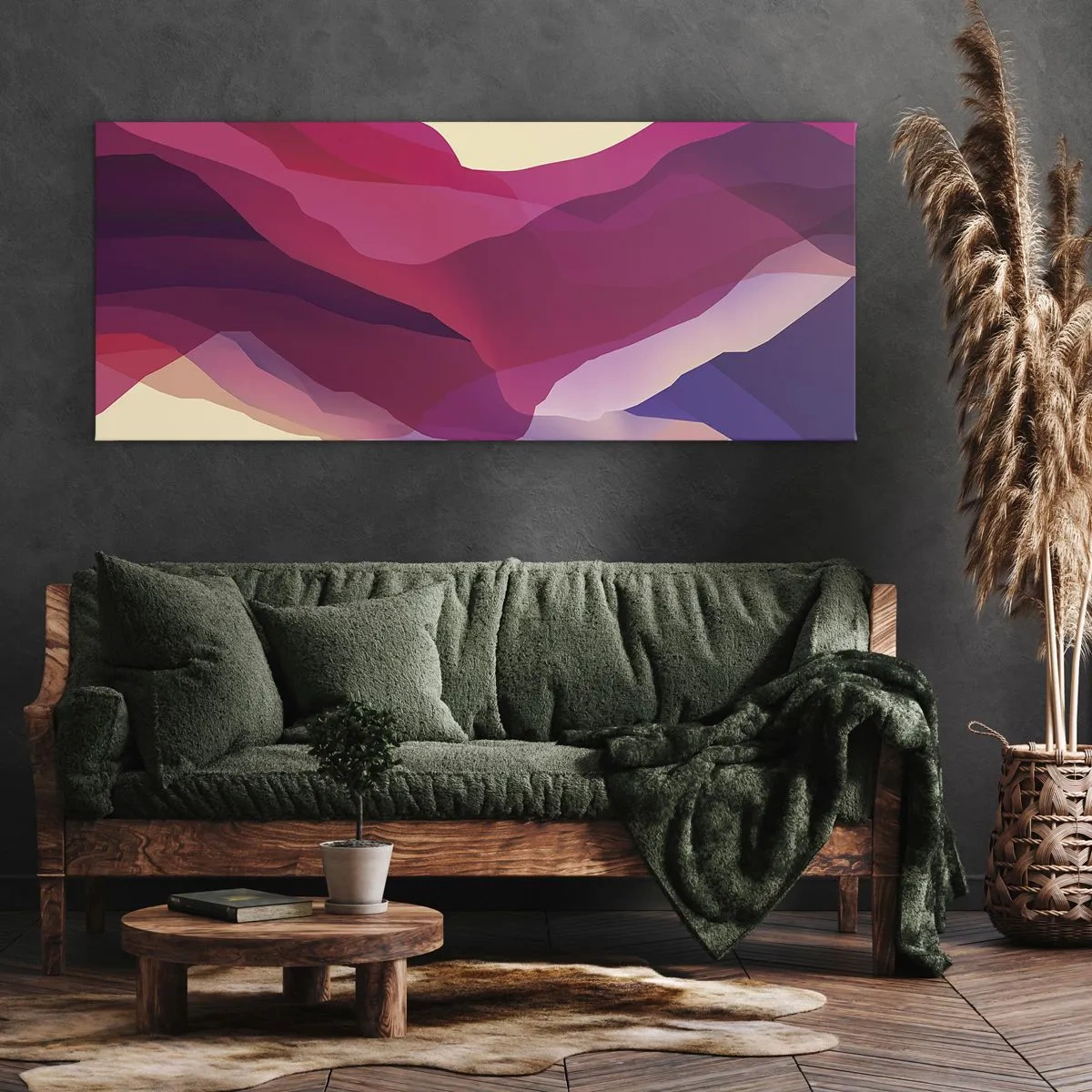 Bild auf Leinwand - Leinwandbild - Lila Wellen - 90x30 cm
