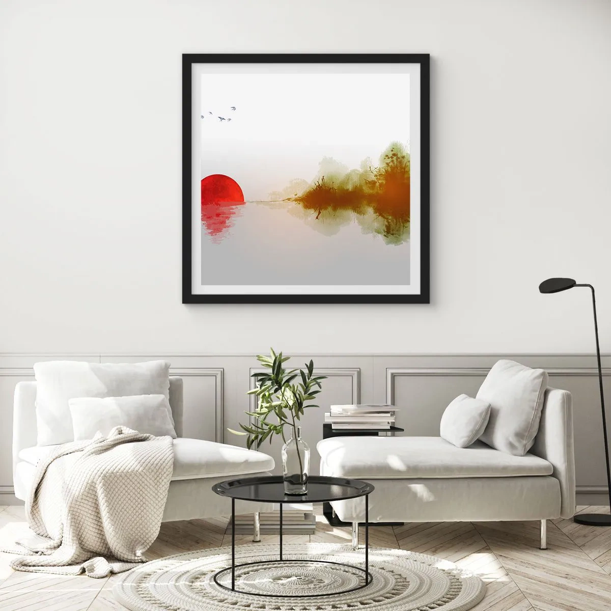 Poster in einem schwarzem Rahmen - Versprechen der Ruhe - 60x60 cm