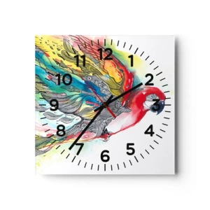 Wanduhr - Glasuhr - Leben Sie bunt - 30x30 cm