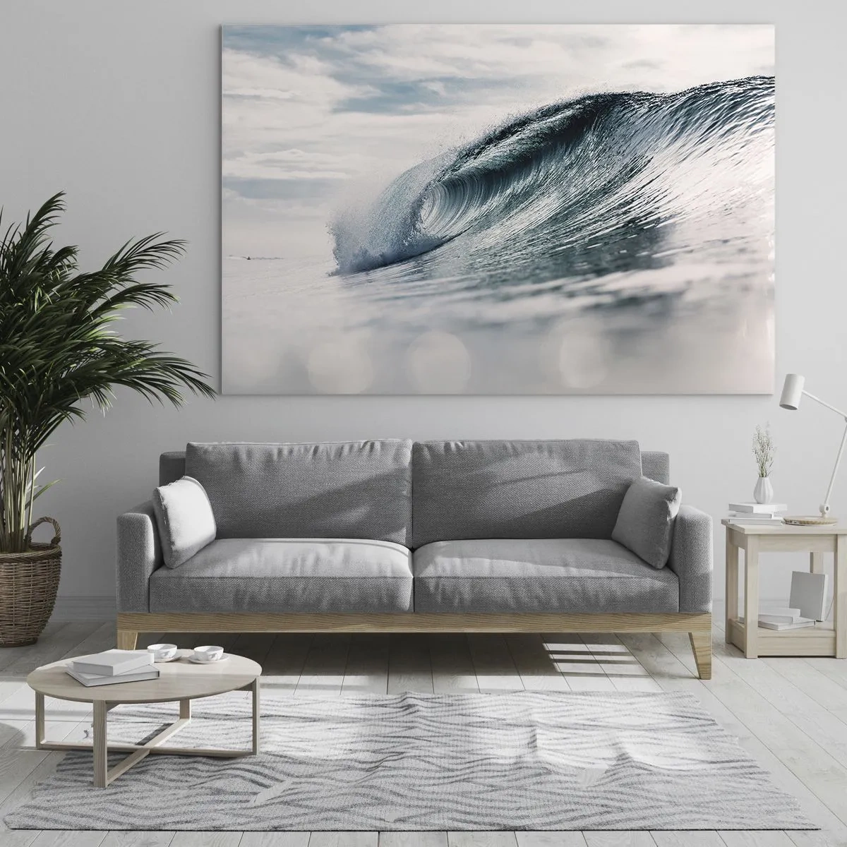 Glasbild - Bild auf glas - Eine kraftvolle Meereswelle in den Strahlen der Sonne - 100x70cm - Wasserspitze - Moderne Wanddekoration für Wohnzimmer und Schlafzimmer ARTTOR