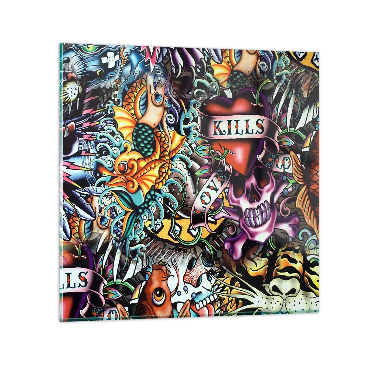 Glasbild - Bild auf glas - Der Traum des Tätowierers - 70x70 cm