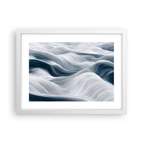 Poster in einem weißen Rahmen - Weiße und blaue Wellen - 40x30 cm