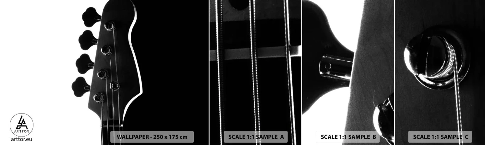 Fototapeten Muster Selbstklebend Deluxe Sticker - Rockige Stille - Gitarre, Musik, Modern - 100x30 cm