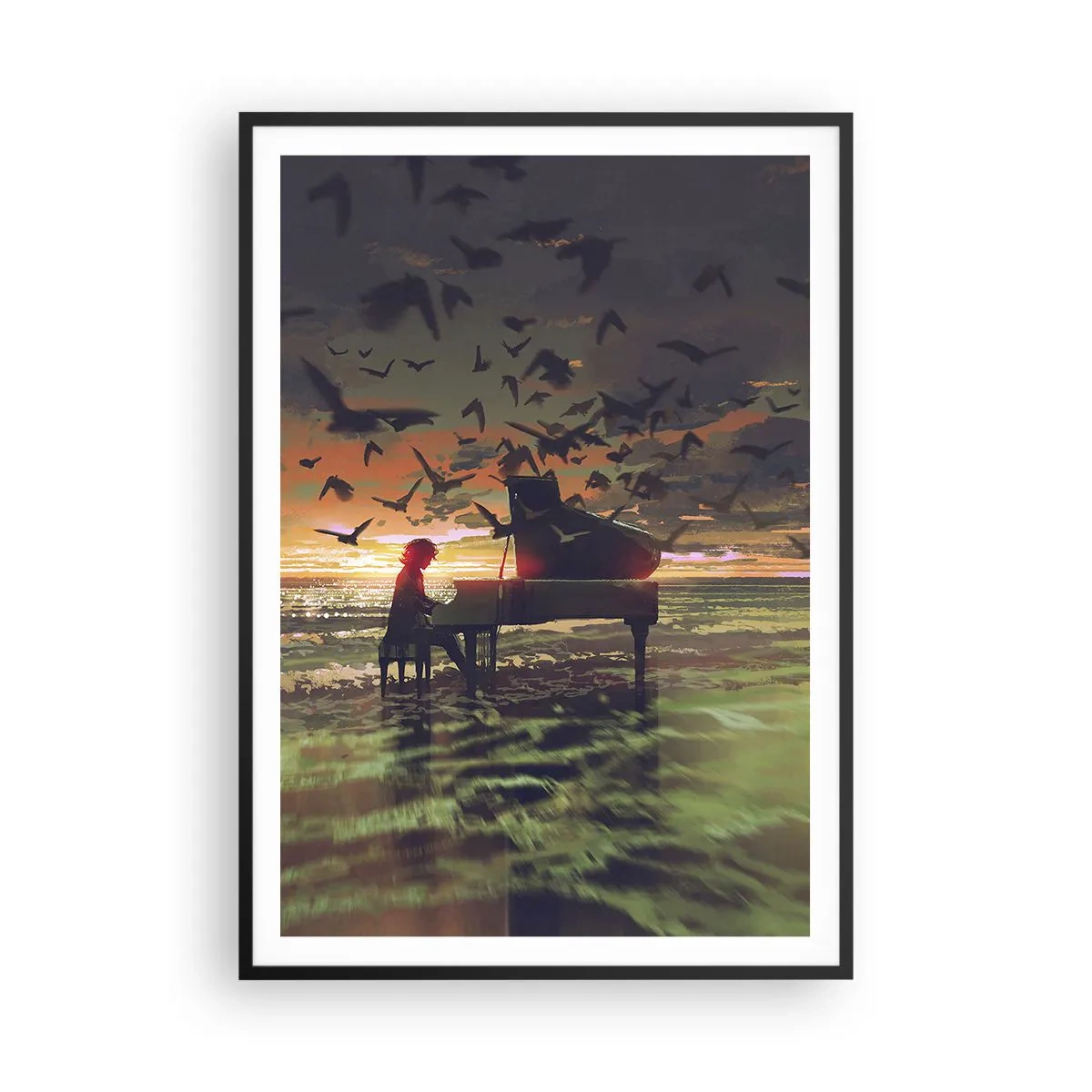 Poster in einem schwarzem Rahmen - Konzert für Klavier und Wellen - 70x100 cm