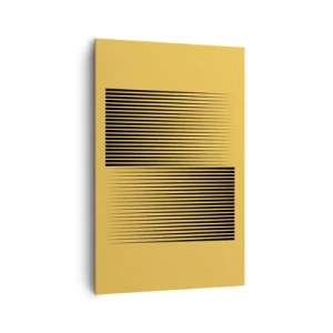 Bild auf Leinwand - Leinwandbild - Vertikale schwarze Linien auf gelbem Hintergrund - 80x120cm - Quadratur der Gegensätze - Moderne Wanddekoration für Wohnzimmer und Schlafzimmer ARTTOR