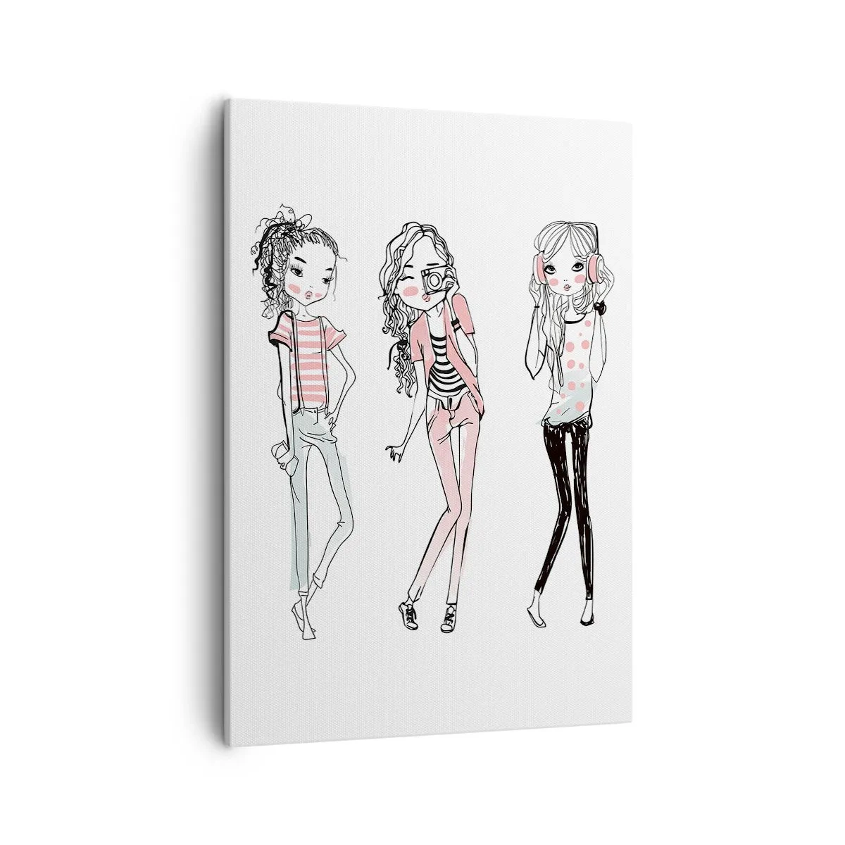 Bild auf Leinwand - Leinwandbild - Illustration modischer Mädchen in Pastellfarben - 50x70cm - Es wird, es wird Spaß machen - Moderne Wanddekoration für Wohnzimmer und Schlafzimmer ARTTOR