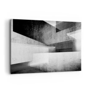 Bild auf Leinwand - Leinwandbild - Geometrische Formen in einer monochromen Komposition - 100x70cm - Die Raumstruktur - Moderne Wanddekoration für Wohnzimmer und Schlafzimmer ARTTOR