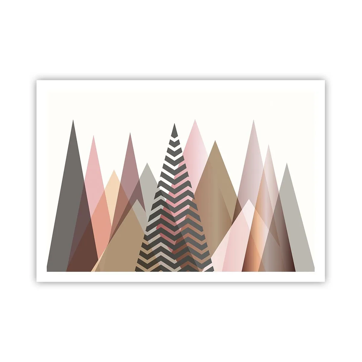 Poster - Bunte geometrische Berge in Pastelltönen - 100x70cm - Pyramidale Aussicht - Moderne Wanddekoration für Wohnzimmer und Schlafzimmer ARTTOR