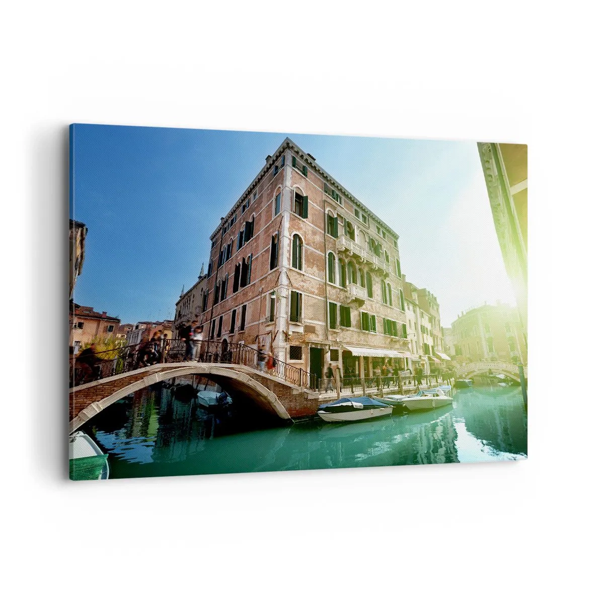 Bild auf Leinwand - Leinwandbild - Venedig-Brücke und Kanal mit historischer Architektur - 100x70cm - Venedig - Amore Mio - Moderne Wanddekoration für Wohnzimmer und Schlafzimmer ARTTOR