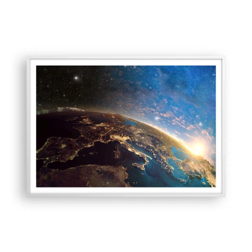 Poster in einem weißen Rahmen - Schauen wir uns aus der Ferne an - 100x70 cm