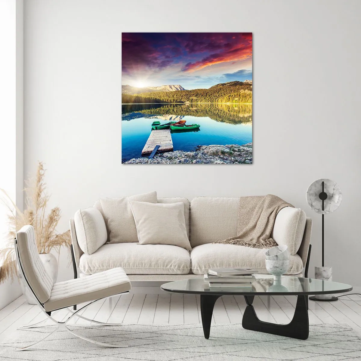 Glasbild - Bild auf glas - Glatt wie ein Spiegel über dem Wasser - 60x60 cm