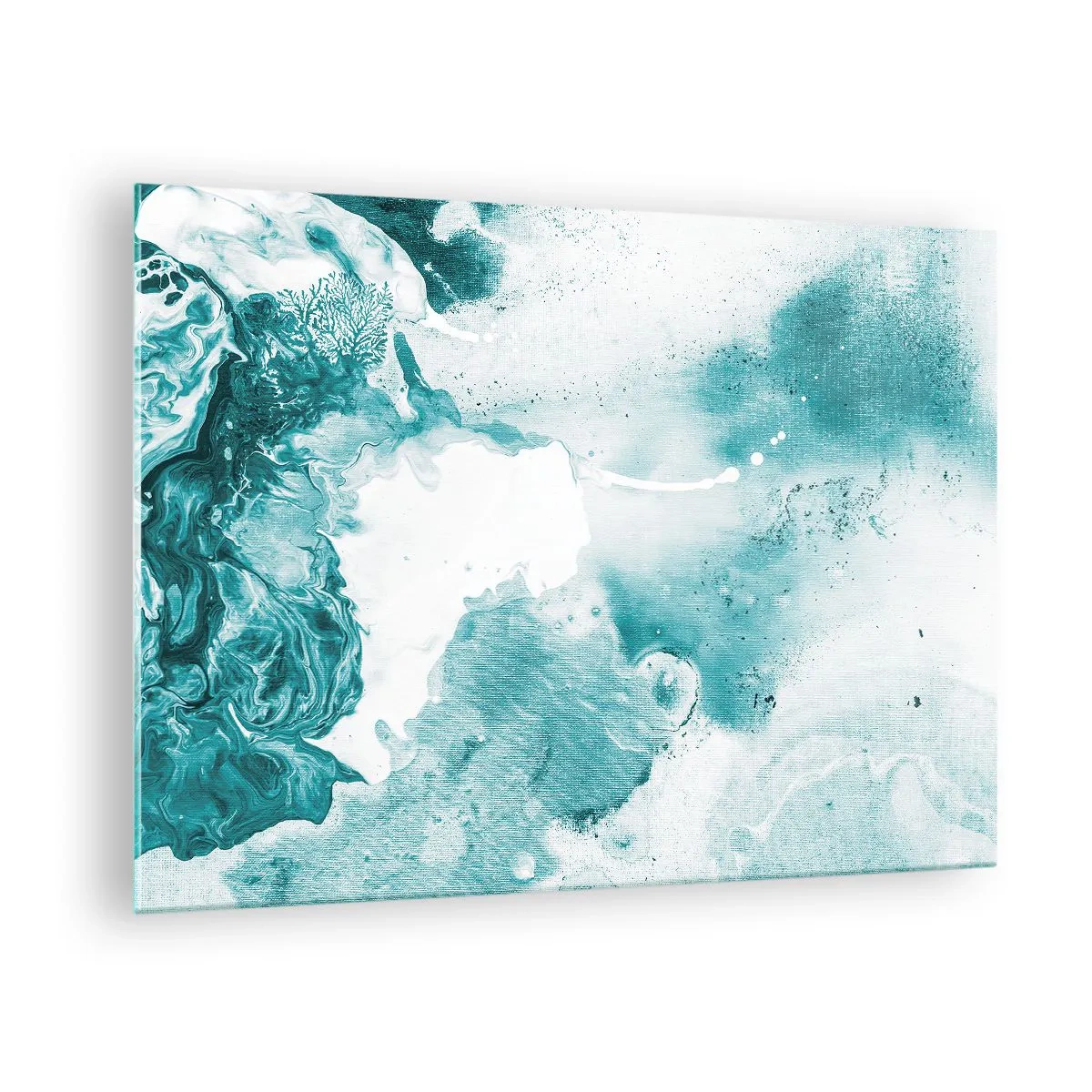 Glasbild - Bild auf glas - Abstrakte blaue Pools auf einem Glashintergrund - 70x50cm - Morast von Blau - Moderne Wanddekoration für Wohnzimmer und Schlafzimmer ARTTOR